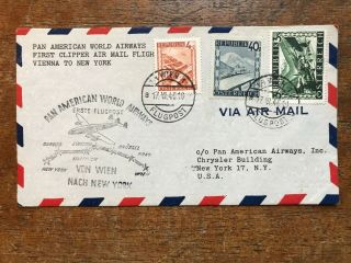 1946 - 1st Clipper Air Mail Flight Cover - Vienna To York - Ref266