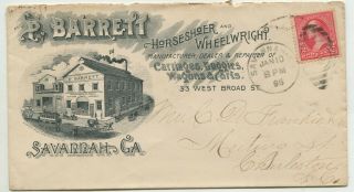 Savannah Ga Jan 1896 2ct Sbn Advertising " P Barrett " Horseshoer & Wheelwright