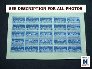 Noblespirit } Rare Philippines Guerrilla Postal Service Full Sheet Of 25