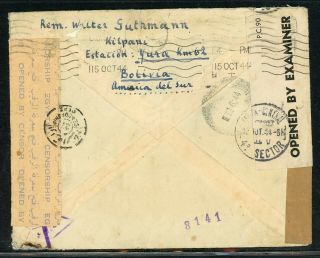 Bolivia Postal History: LOT 5 1944 Double Censor to HAIFA PALESTINE $$$$ 2