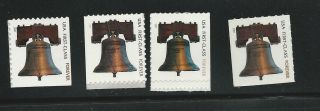 2007 Forever Singles 4125,  4126,  4127,  And 4128 Mnh Liberty Bell