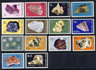 Botswana 1976 Overprinted Mineral And Gem Set Scott 155 - 68 Mnh Vf Complete 71.  50