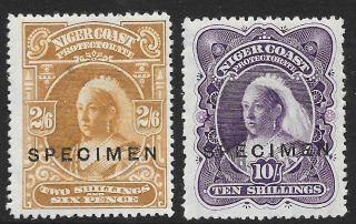 Niger Coast Stamps 19897 Sg 73 - 74 Ovpt Specimen Mlh Vf