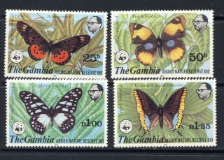 Gambia,  Former British Colony Sc.  404 - 7 Wwf Butterfly Set Mnh Vf Complete 79.  50