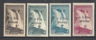 French Cameroun Stamps 1940 Yv 236 - 239 Spitfire Signed Mnh Vf
