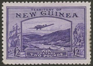 Guinea 1935 Kgv Bulolo Airmail £2 Bright Violet Sg204 C £350 Perf Stain