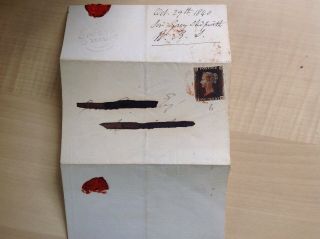 Great Britain 1d Black On Cover October 29th 1840