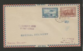 Canada 1938 Airmail And 20c Definitive Fdc - Roessler