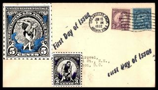 Mayfairstamps Us Fdc 1932 Los Angeles 3 And 5 Cent Stamp Cachet California First