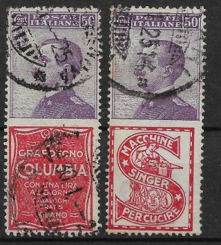 Italy 1924 - 25 Advertising Stamps 50c 2v / T19754