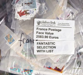 France Large Postage Lot Total 2583.  90 Euros With List Of Stamps
