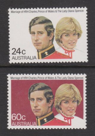 1981 Royal Wedding Charles & Diana Mnh Stamps Stamp Set Australia Sg 821 - 822