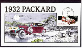 Scott 2384 Fdc 1932 Packard Classic Automobiles Car Collins Hand Painted Cachet