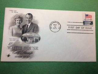 1338 Flag Over White House Artcraft Fdc Coil Nixon And First Lady L505