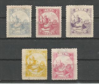 Liberia 1880,  Yvert 10 - 14,  Complete Set