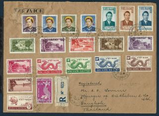 Vietnam To Thailand 1953 Registered Cover With Good Franking