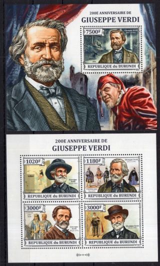 Burundi 2013 - Operas Music Guiseppe Verdi On Stamps & Mnh Aw