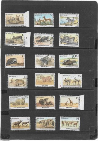 Botswana 1987 Animals Part Set To 5p {18 Values} Sg.  619 - 638 Mnh {no 25t & 40t}