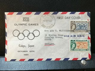 Olympic Games 1964 Qeii Bahamas Cover To The Uk - Ref242