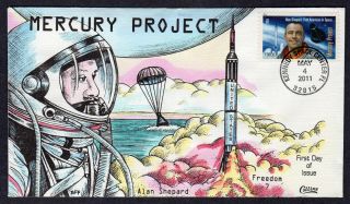 2011 Alan Shepard - Collins Freedom 7 Hand Painted Fdc Pb708