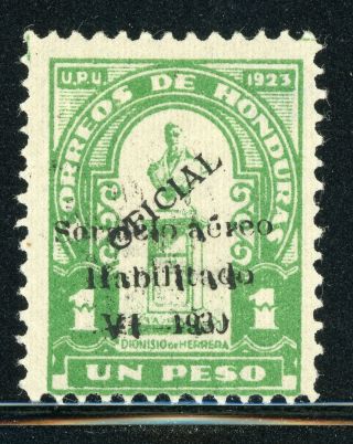 Honduras Mh Air Post Specialized: Sanabria 69 1p Emerald Blk Ovpt Kessler $$$