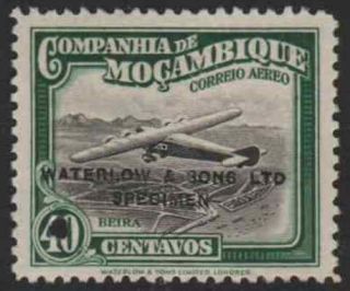 Mozambique Co.  1935 Airpost 40c Waterlow Color Sample In Black & Green