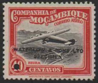 Mozambique Co.  1935 Airpost 40c Waterlow Color Sample In Black & Red