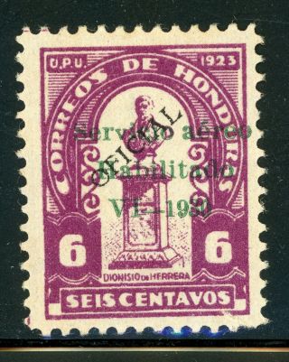 Honduras Mh Air Post Specialized: Sanabria 62 6c Violet Grn Ovpt Signed (250)