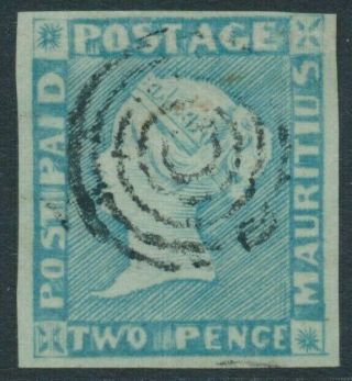 Sg 15 Mauritius 1848 - 59 Intermediate Impressions 2d Light Blue,  Very Fine.