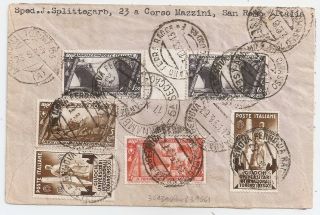 1933 ITALY / VATICAN MIXED FRANKING ZEPPELIN COVER TO BRAZIL,  UNIQUE 2