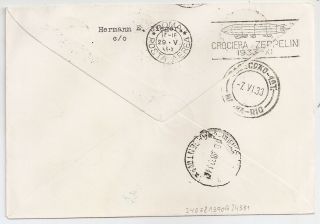 1933 ITALY AEGEAN ISLANDS RHODES TO ARGENTINA ZEPPELIN COVER,  20 LIRES 2