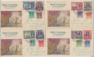 1945 Japanese Occupation Of Burma Day Of Surrender Set Of 16 On 4 Illust Covers