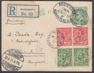 1911 1/2d,  1d Pairs Fdc On Kevii 1/2d Reg 