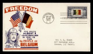 Dr Who 1943 Fdc Overrun Nations Belgium Wwii Patriotic Cachet E55366