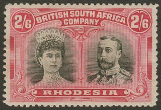 Rhodesia 1910 Kgv Double Head 2sh6d Black And Rose - Carmine? Sg157 Cat £350