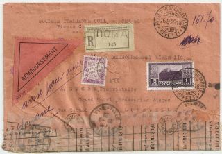 1929 Italy To France Taxed Cover,  5,  1l Montecassino,  $800.  00,