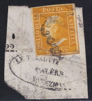 Italian States Sicily 1859 / 1/2 Grana I Plate On Piece Certificate T19823