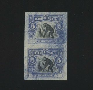 Liberia Stamps,  103,  Chimpanzee,  Smeared Blue Ink,  Possible Printers Waste