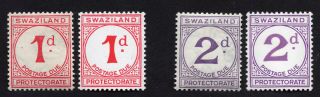 Swaziland 1933/1957 Complete Set Of Stamps Mi 1 (a,  B),  2 (x,  Y) Mnh Cv=41€