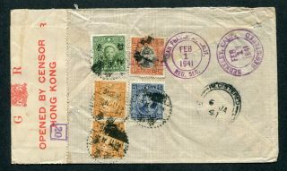 03.  01.  1941 China Censored Reg.  Airmail Cover Chungking To Usa Via Hong Kong @