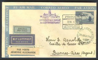 Zeppelin Lz 127 - 3.  South America Flight - Post From Czechoslovakia 1934