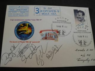 Sojus Tma19 Cover Orig.  Signed Crew And Back Up,  Space