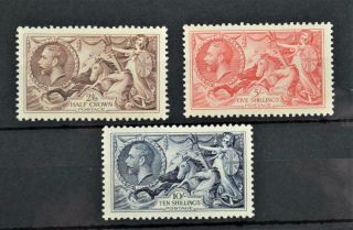 Gb Stamps George V Seahorses 1934 Set 3 Re - Engraved To 10/ - U/m (y170)
