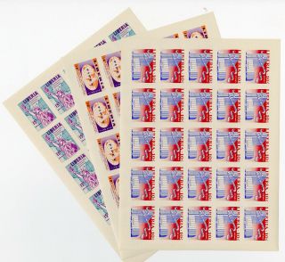 Liberia Stamps 10c - 15c Fipex (c100 - 2),  Imperf Sheets Of 25