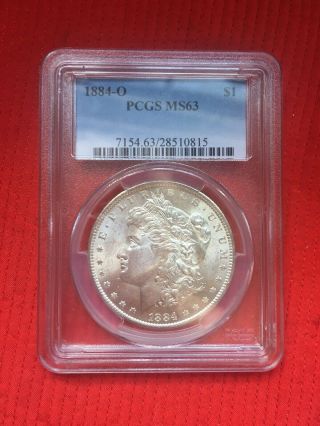 1884 - O Silver Morgan Dollar $1 Pcgs Graded Ms 63