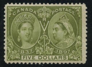 Canada 1897 Qv Jubilee $5.  00 Olive Green 65 Mlhr