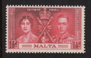 Malta coronation 1.  5d SG215a Brown - Lake shade Cat £650 (2016) 2