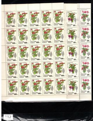 ,  50x Russia 1993 - Mnh - Flowers - Sheets Bent