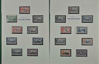 Falkland Islands Stamps 1938 - 50 Set Of 18 To £1 H/m (y162)