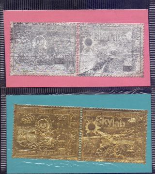 3/6.  Mauritania,  1974 Jules Verne & Skylab Silver & Gold Foil Sets,  Mnh,  Very Fine